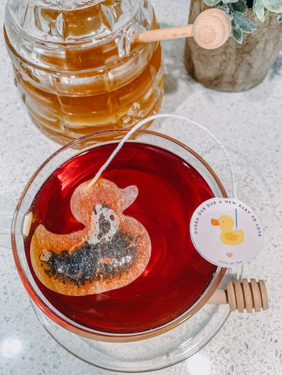 Baby Shower Duck Tea Bag w/HoneyComb Stick