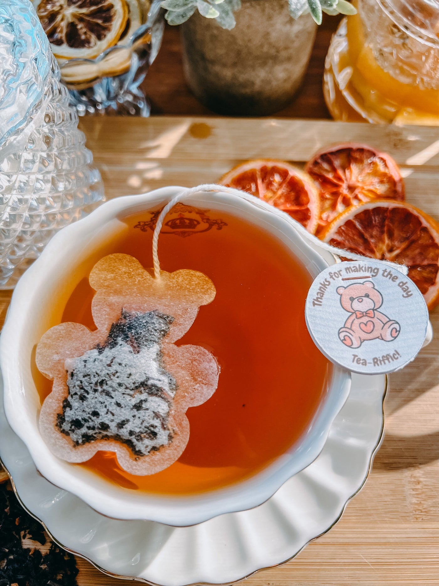 Teddy Bear Tea Riffic Baby Shower Tea Bag w/HoneyComb Stick